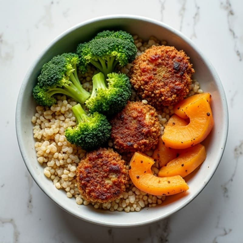 Crispy Tempeh Power Bowl with Quinoa and Roasted Broccoli