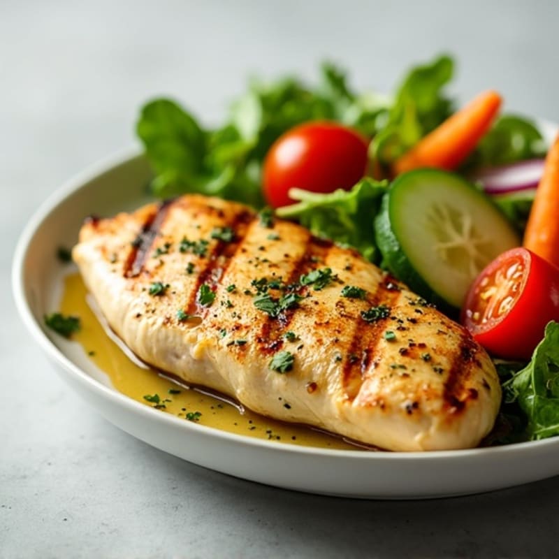 Lemon-Herb Grilled Chicken with Fresh Crispy Vegetable Salad