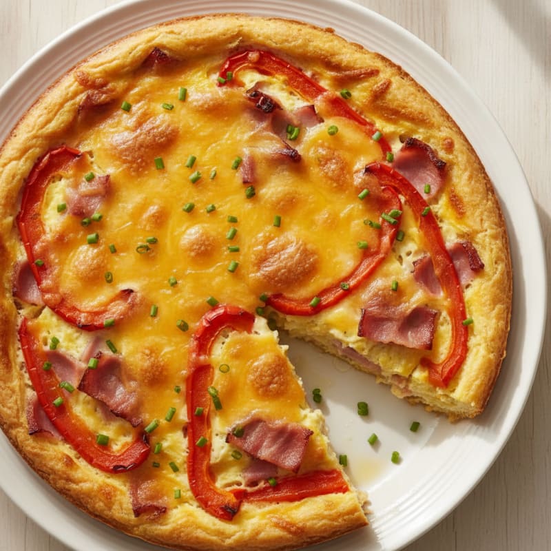 Ham and Cheese Quiche with Roasted Bell Peppers