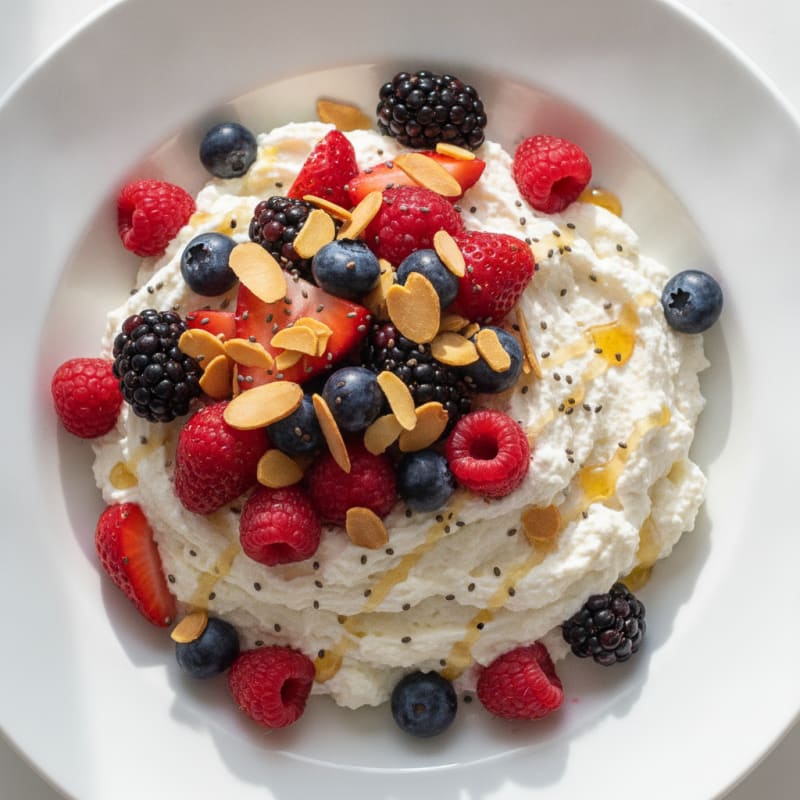 Silky Greek Yogurt Protein Mousse with Mixed Berries