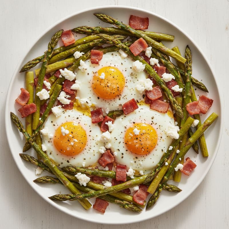 Baked Eggs with Roasted Asparagus