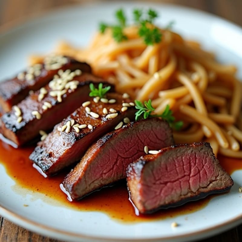 Lean Pan-Seared Beef with Sweet Sesame Garlic Marinade