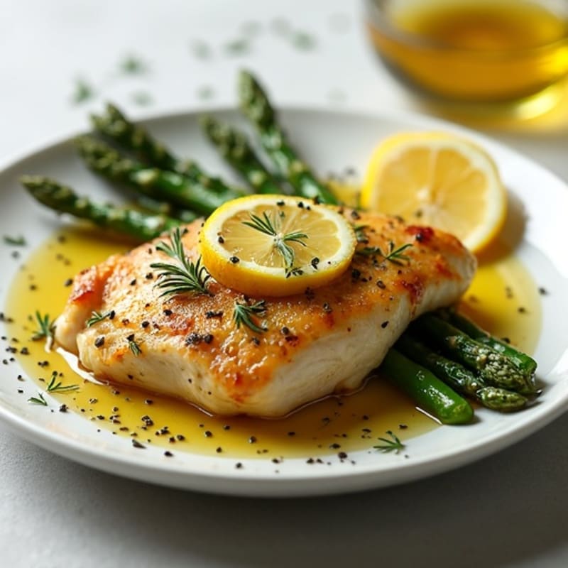 Lemon Herb Roasted Chicken with Crispy Asparagus