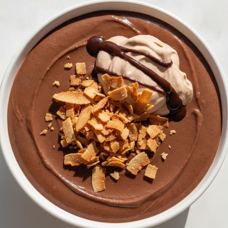 Silky Chocolate Protein Pudding with Toasted Coconut