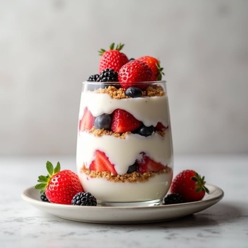 Greek Yogurt Protein Parfait with Mixed Berries and Almond Butter