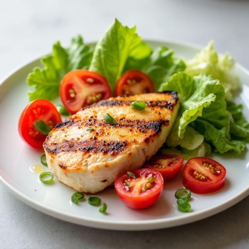 Grilled Chicken Breast with Crisp Romaine and Cherry Tomatoes