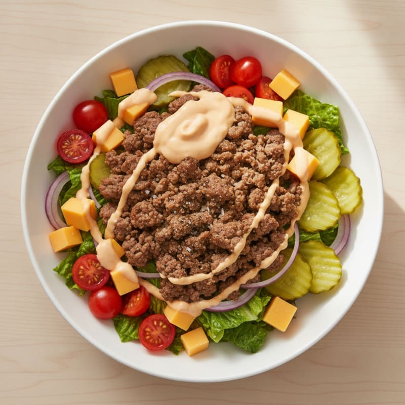 Deconstructed Cheeseburger Bowl with Special Sauce