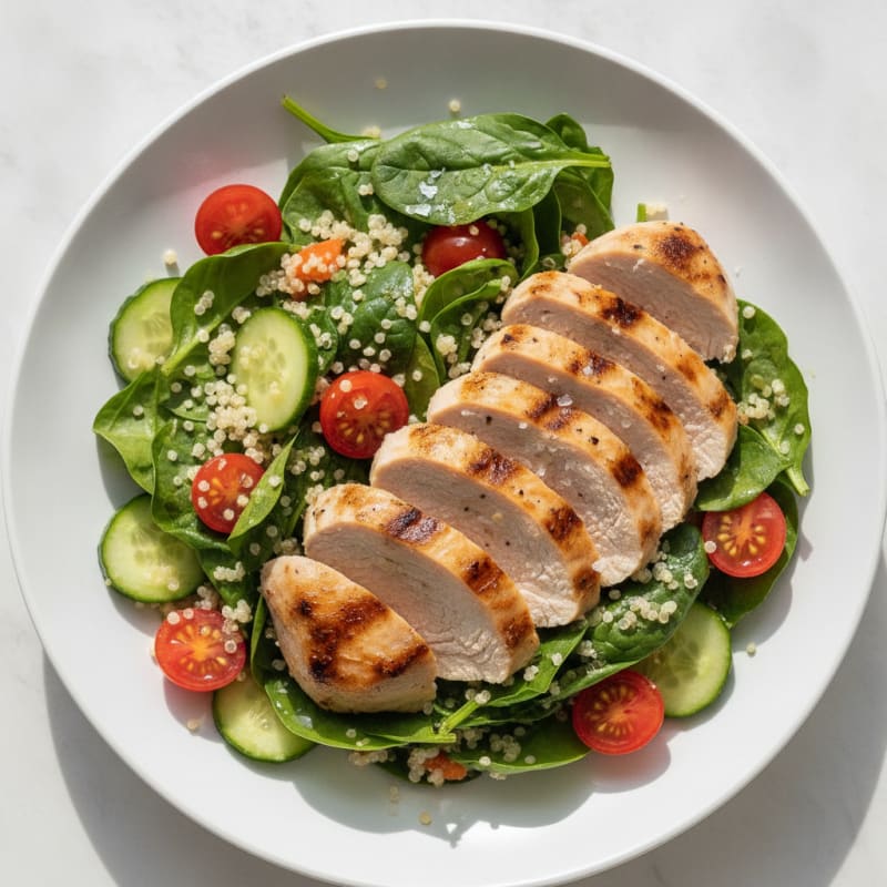 Grilled Turkey Breast with Spinach and Quinoa Salad