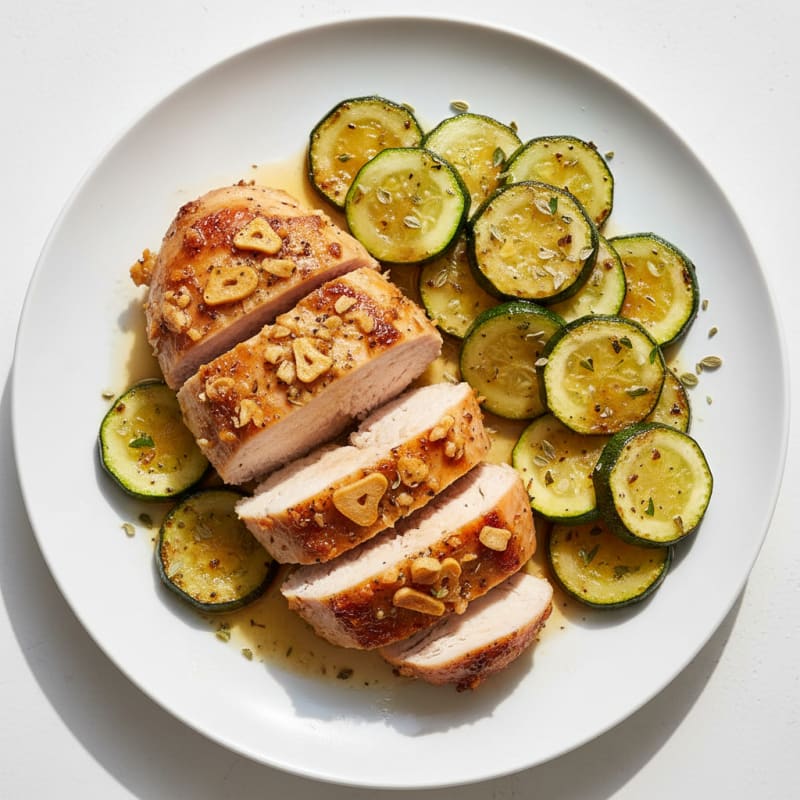 Garlic Roasted Turkey Tenderloin with Sautéed Zucchini