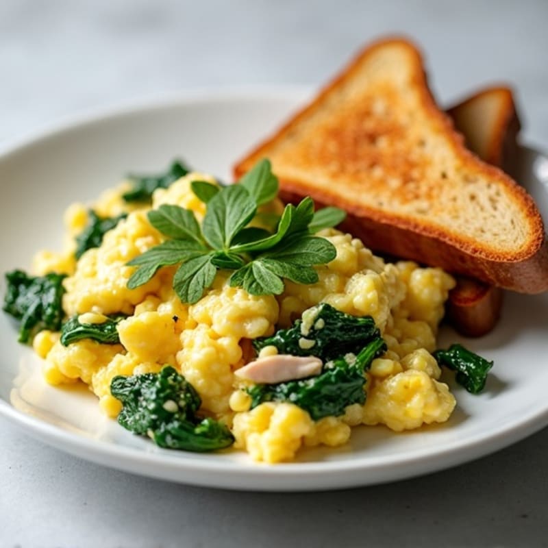 Egg White Spinach Scramble with Turkey Breast