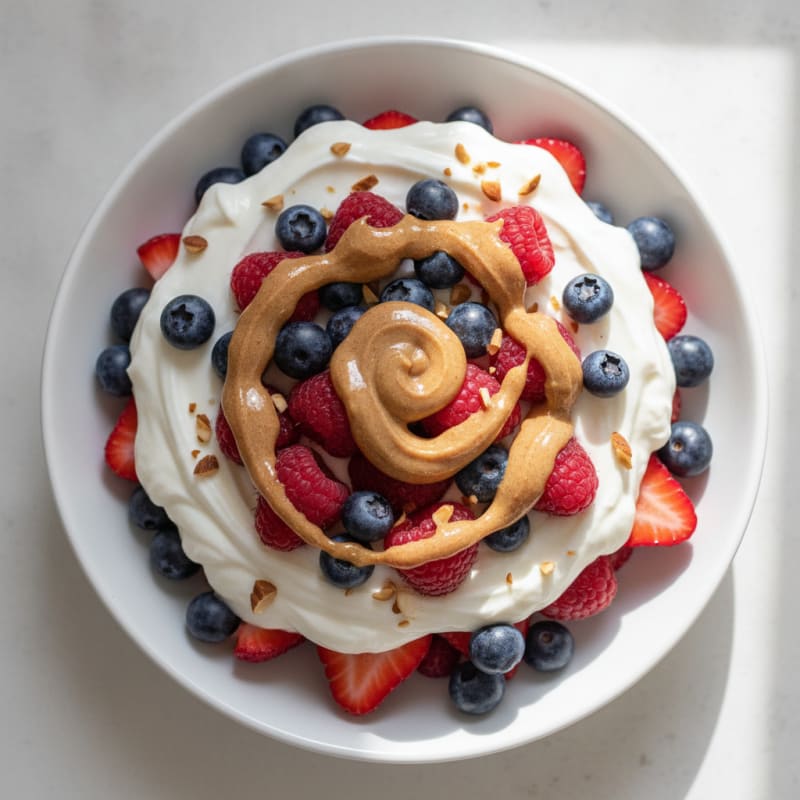 Greek Yogurt Protein Parfait with Berries and Almond Butter