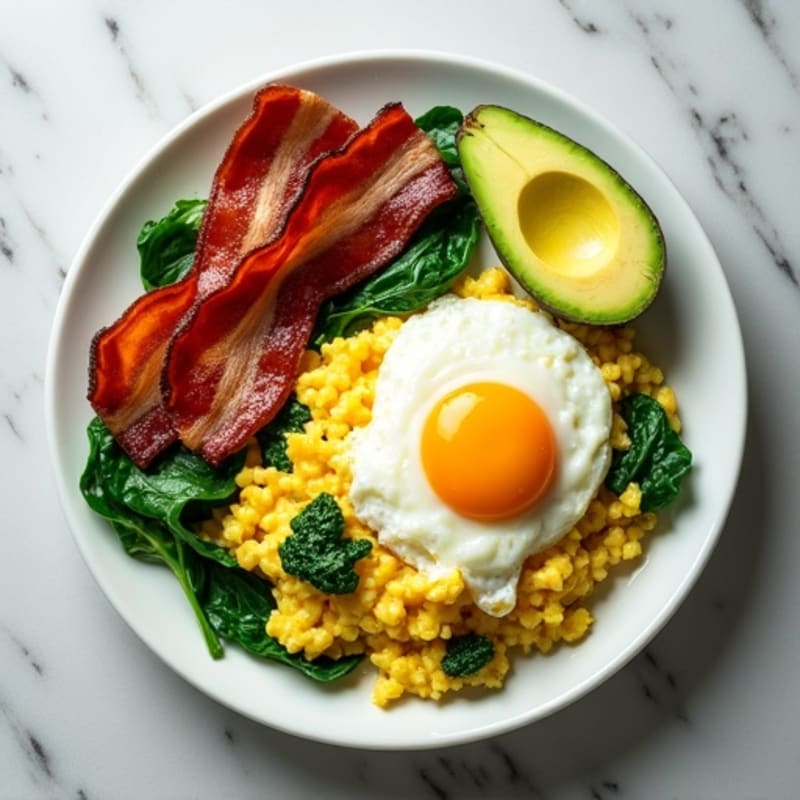 Egg White Scramble with Spinach and Turkey Bacon