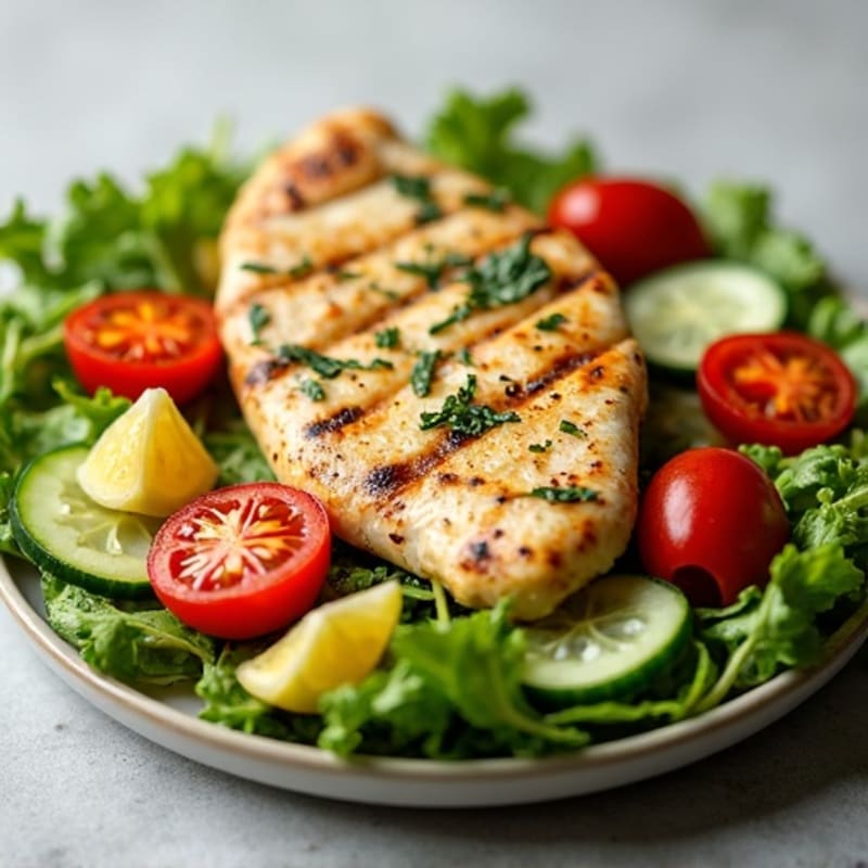 Grilled Chicken and Fresh Vegetable Salad with Lemon-Herb Vinaigrette