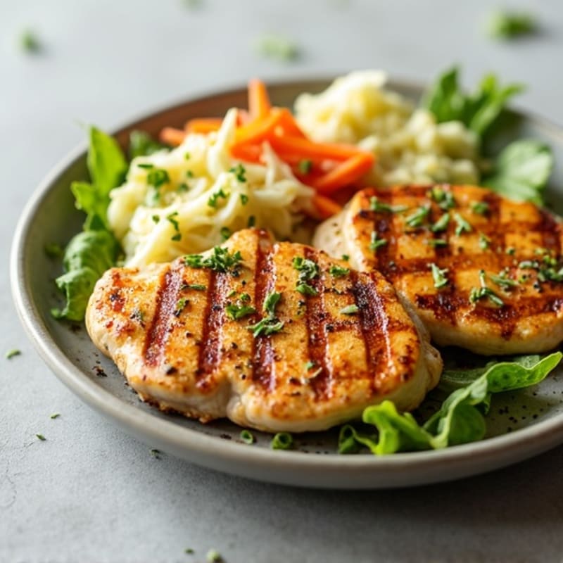 Grilled Chicken Breast with Crunchy Cabbage Slaw