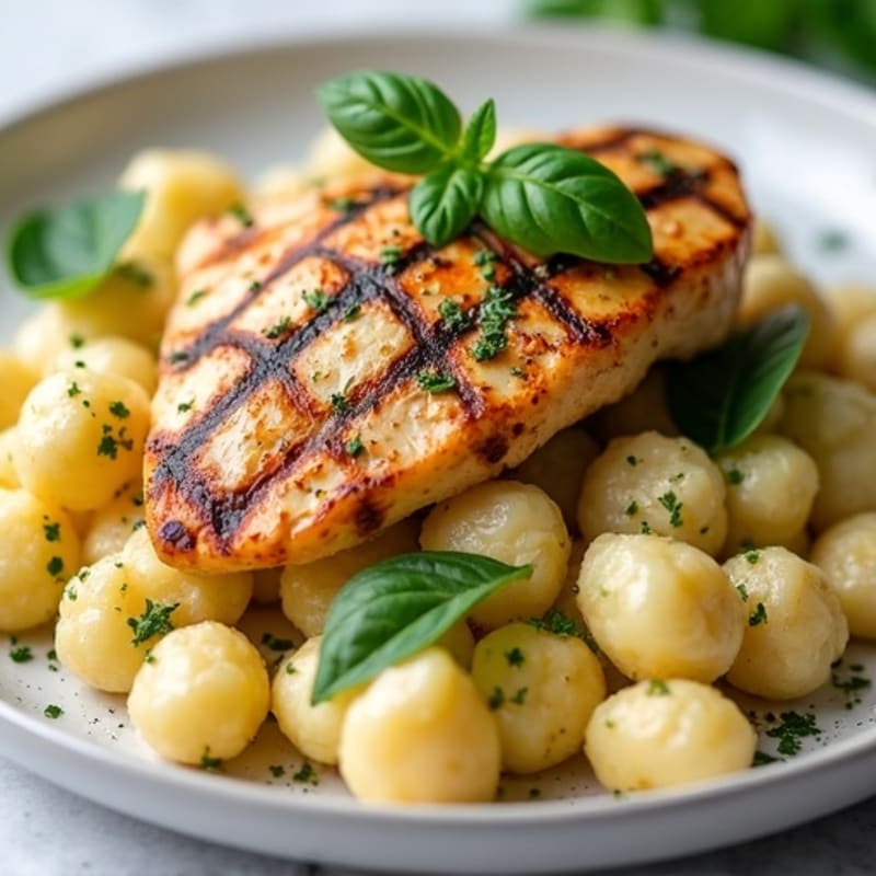 Herb-Roasted Cauliflower Ricotta Gnocchi with Grilled Chicken