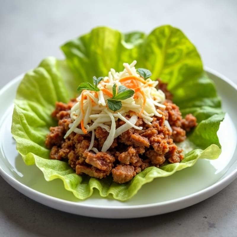 Tender Slow Cooked Pulled Pork Lettuce Wraps with Crunchy Tangy Slaw