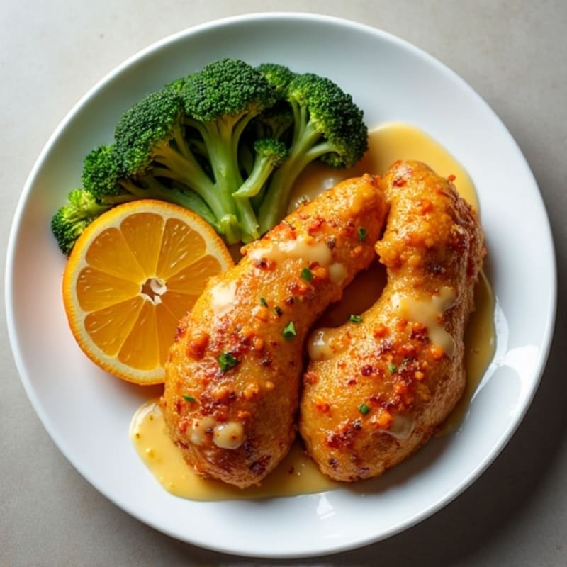 Crispy Orange Chicken with Roasted Broccoli