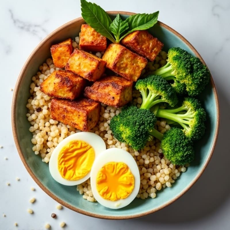 Crispy Tofu and Quinoa Power Bowl with Roasted Broccoli