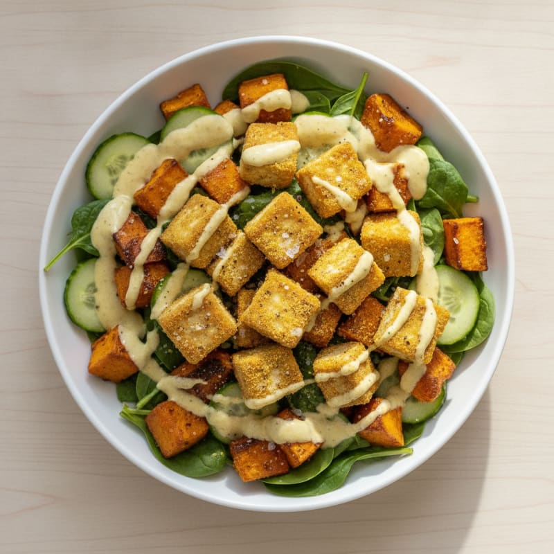 Roasted Tofu and Sweet Potato Power Bowl