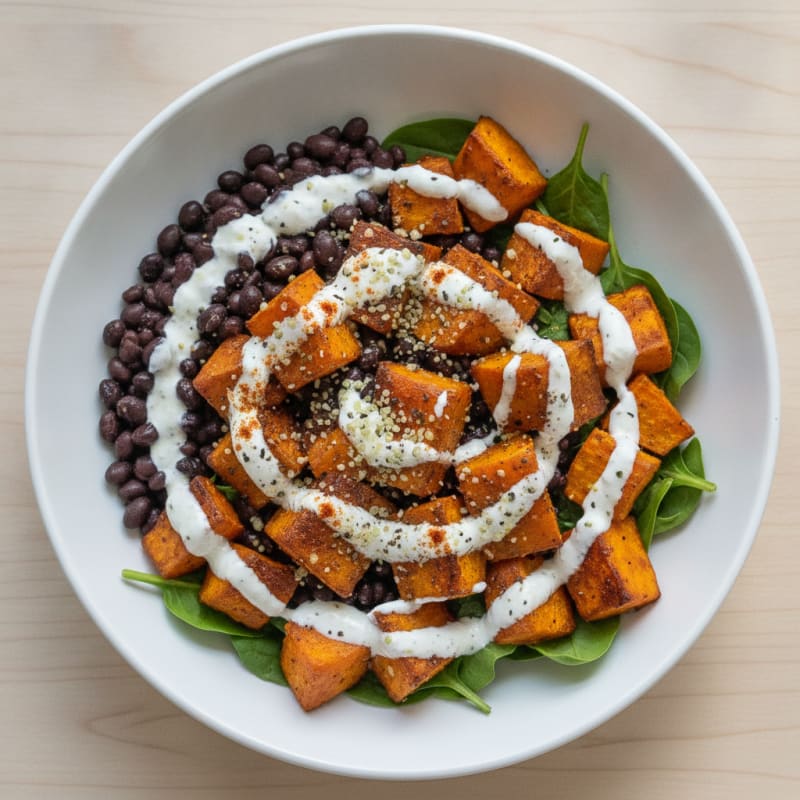 Roasted Sweet Potato and Feta Grain Bowl
