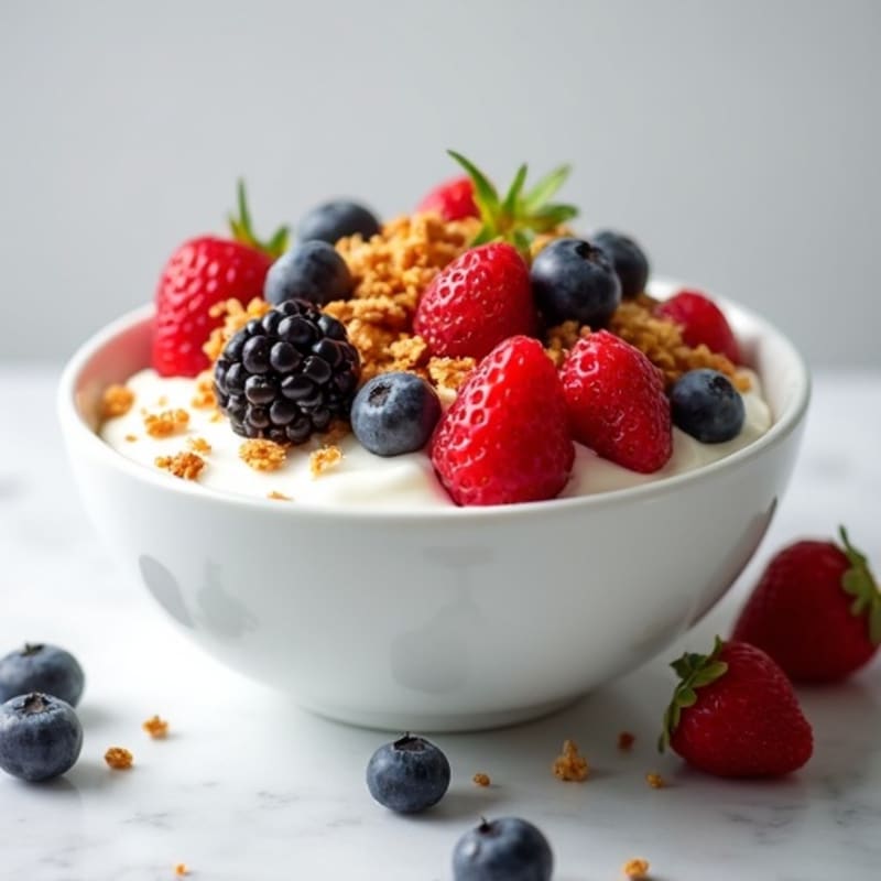 Creamy Greek Yogurt with Fresh Berries and Crunchy Granola