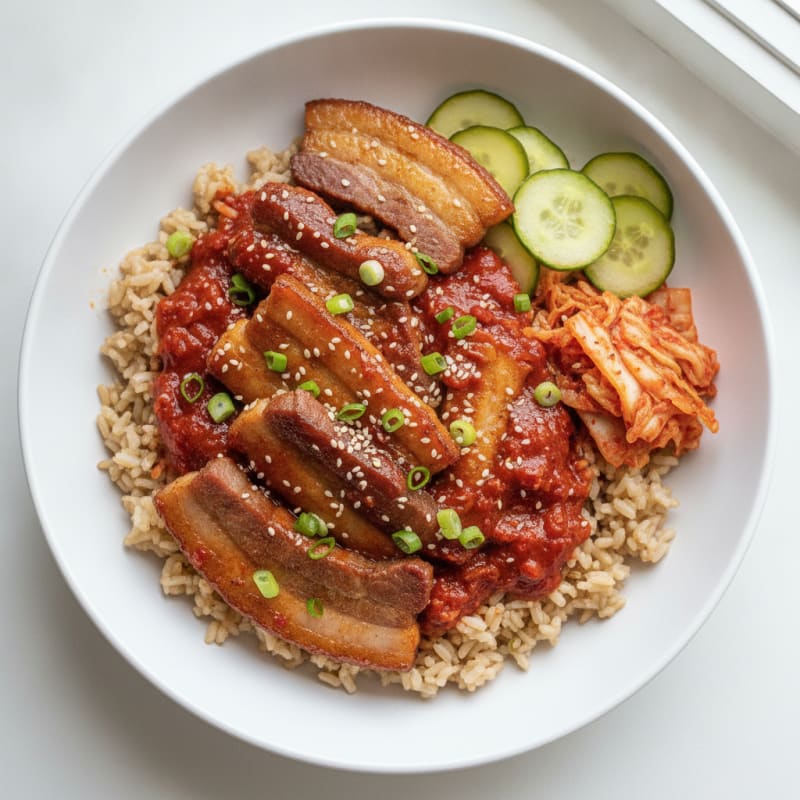 Spicy Gochujang Pork Belly Bowl