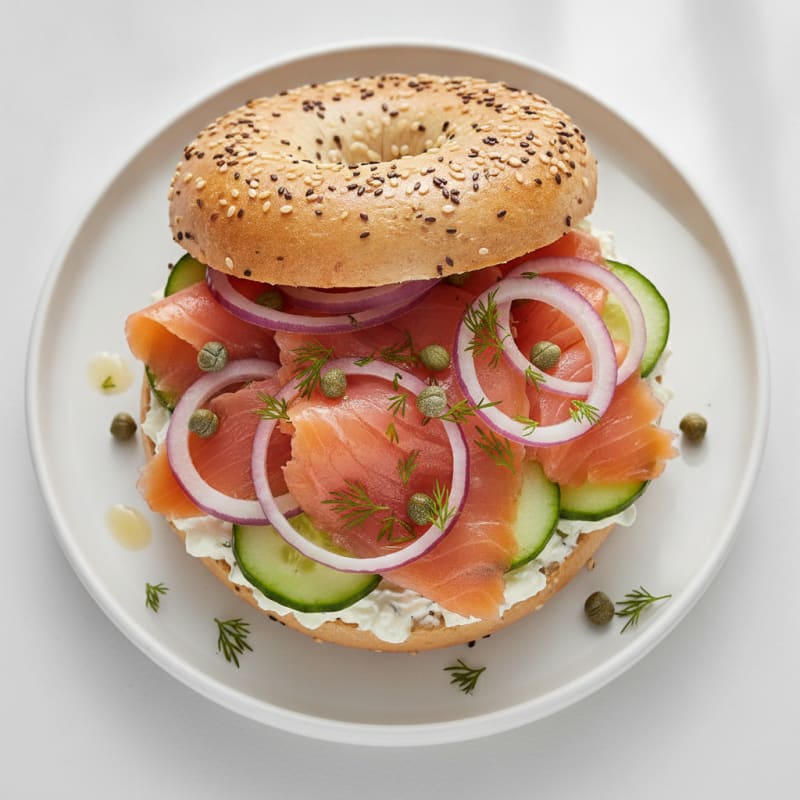 High-Protein Smoked Salmon Everything Bagel Sandwich