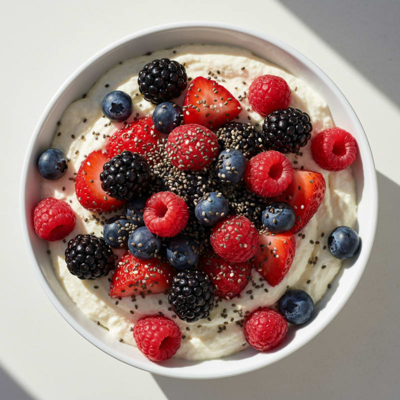 Greek Yogurt Protein Mousse with Mixed Berries