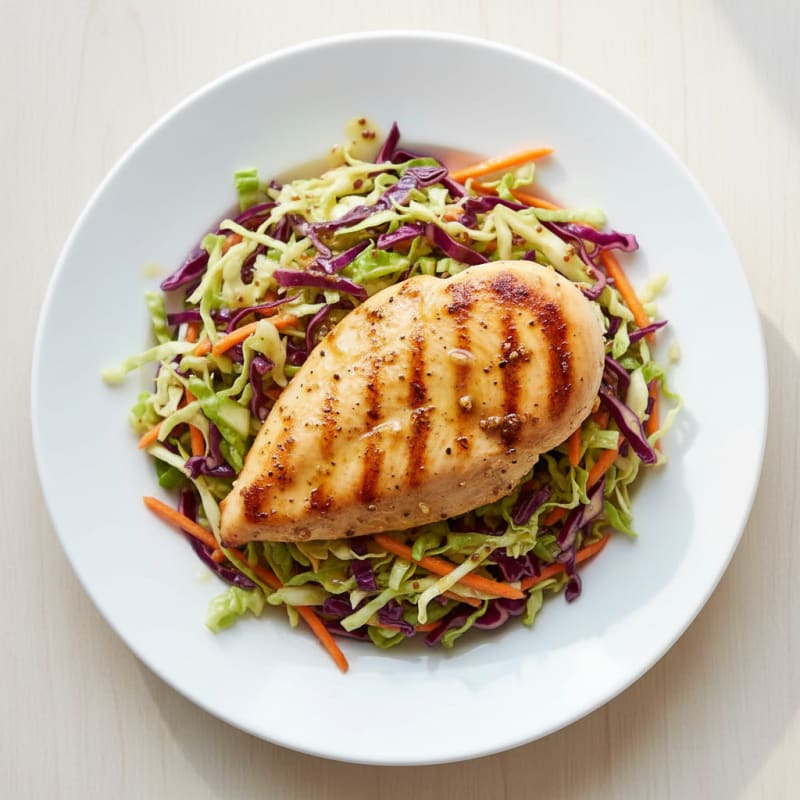 Grilled Chicken Breast with Crunchy Cabbage Slaw