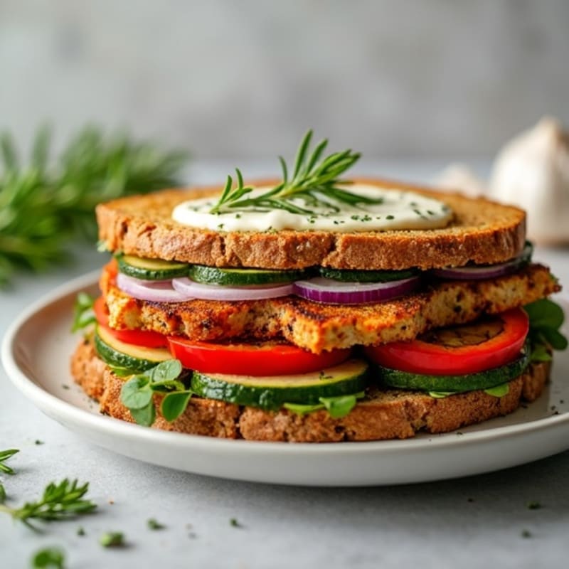 Herb-Roasted Vegetable Sandwich with Garlic Aioli