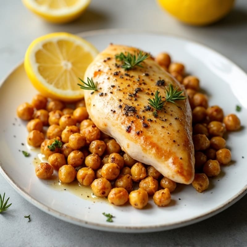 Lemon-Herb Roasted Chicken with Crispy Chickpeas