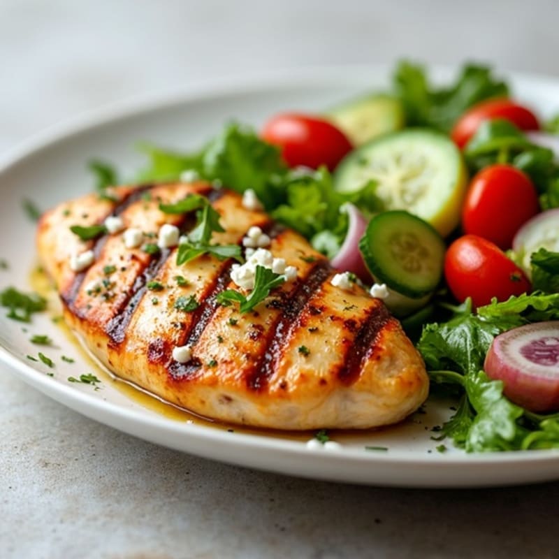 Herb-Citrus Grilled Chicken with Fresh Mediterranean Salad