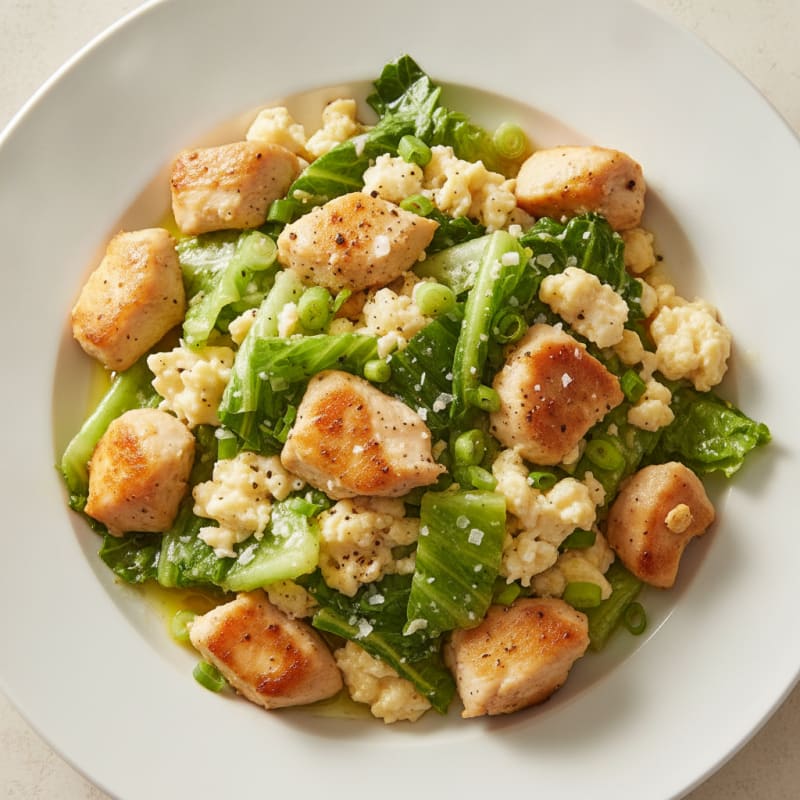 Romaine Chicken and Egg Scramble