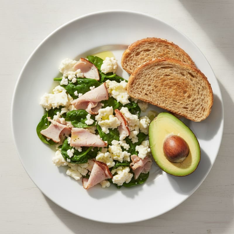 Egg White Scramble with Spinach and Smoked Turkey
