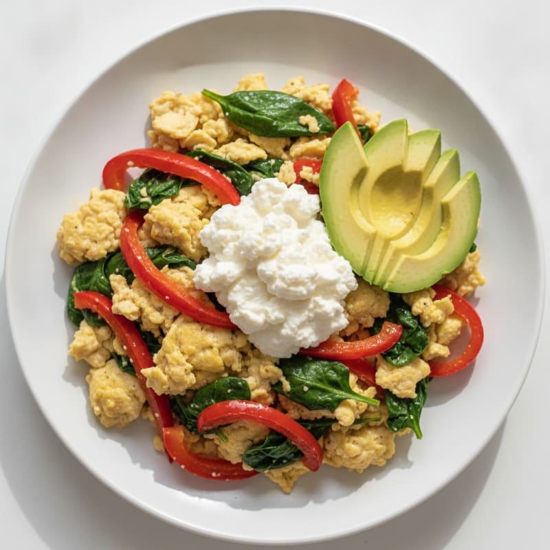 Egg White Veggie Scramble with Cottage Cheese