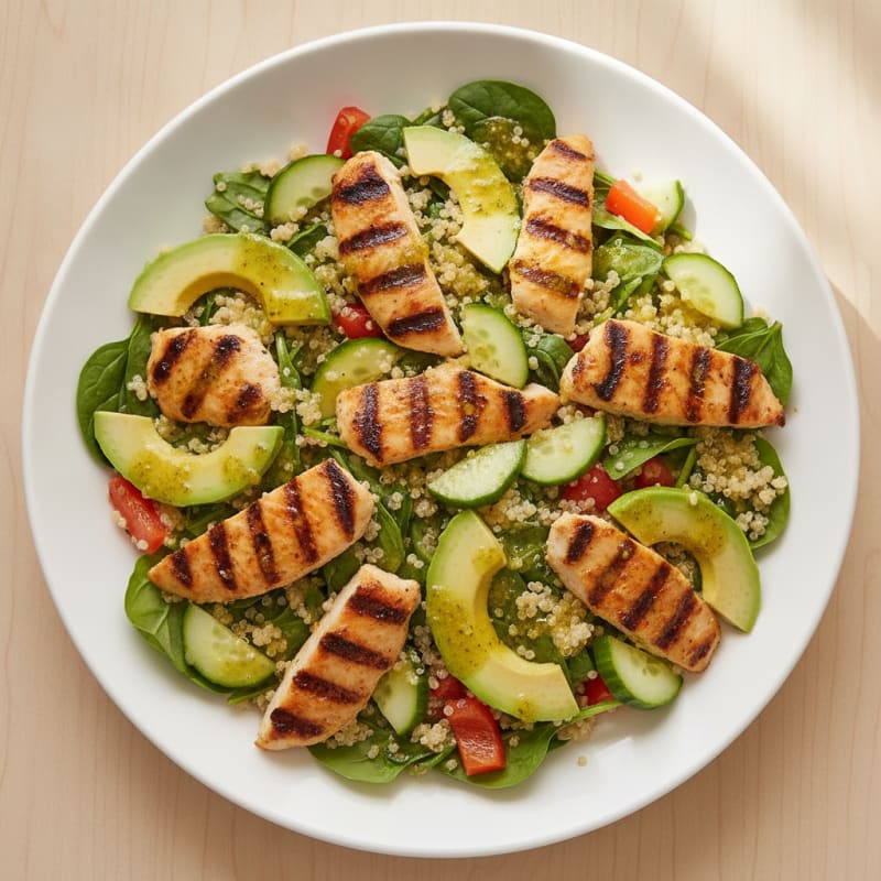 Grilled Chicken and Quinoa Salad with Crunchy Vegetables