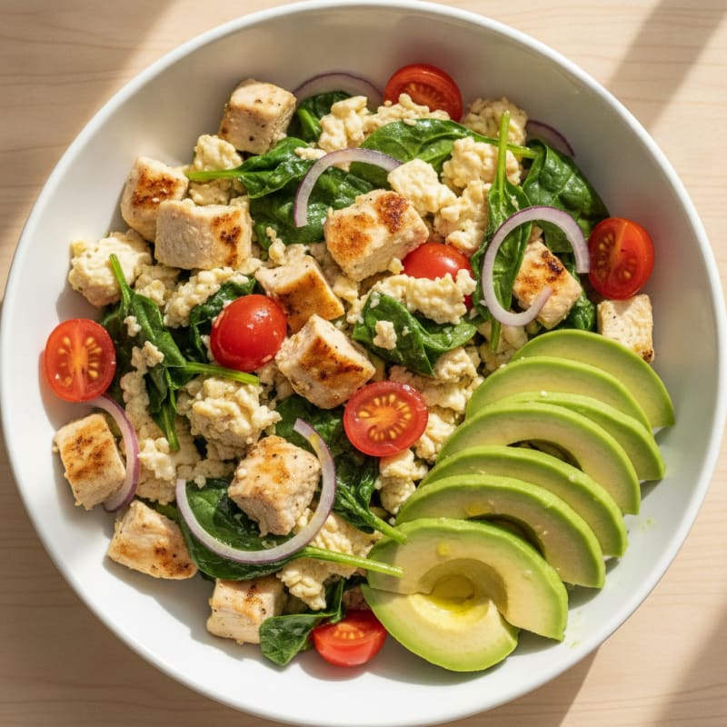 Chicken and Spinach Egg White Scramble