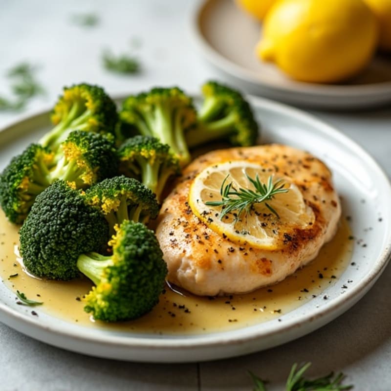 Lemon Garlic Chicken with Crispy Roasted Broccoli