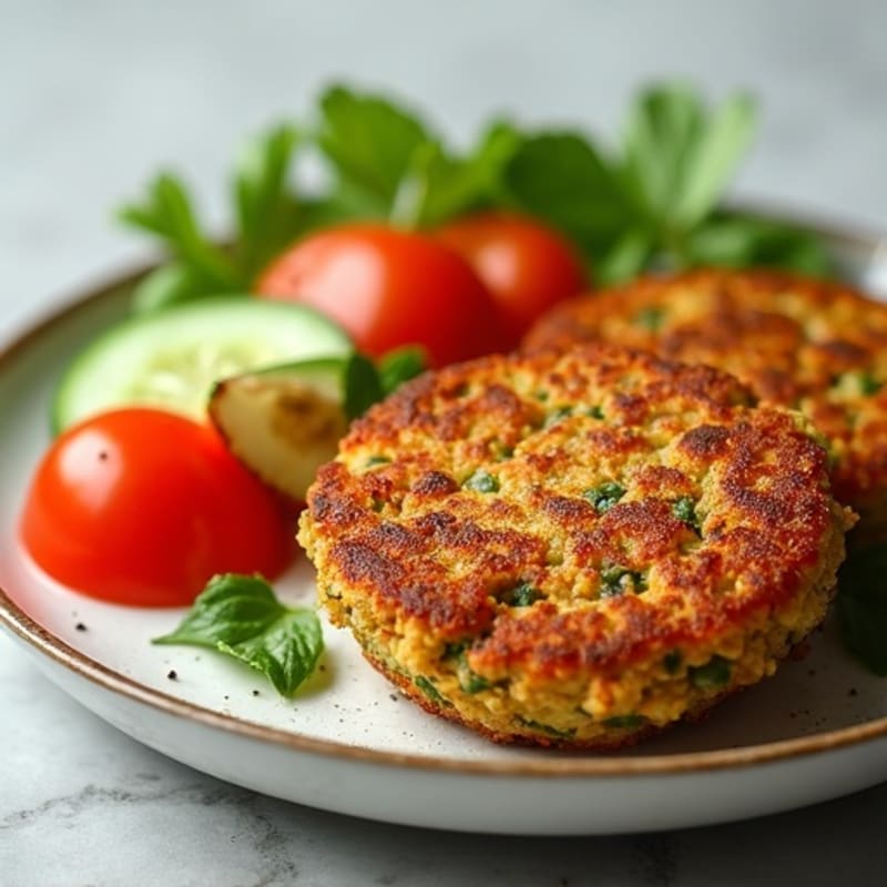 Crispy Lentil Patties with Fresh Cucumber Tomato Salad