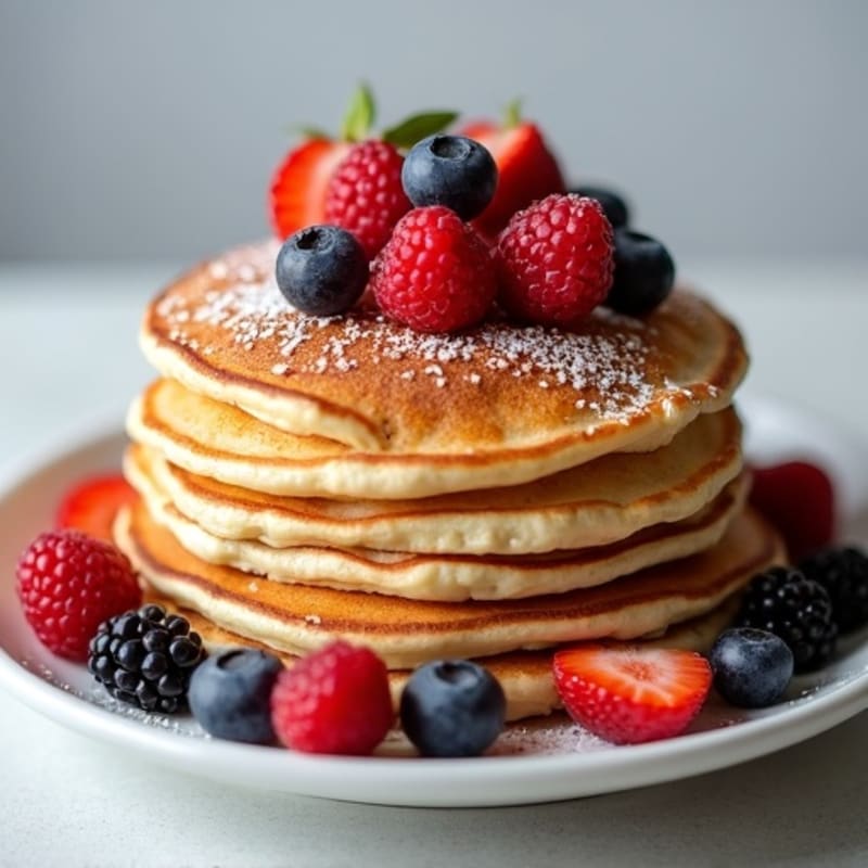 Fluffy Protein Pancakes with Fresh Berries
