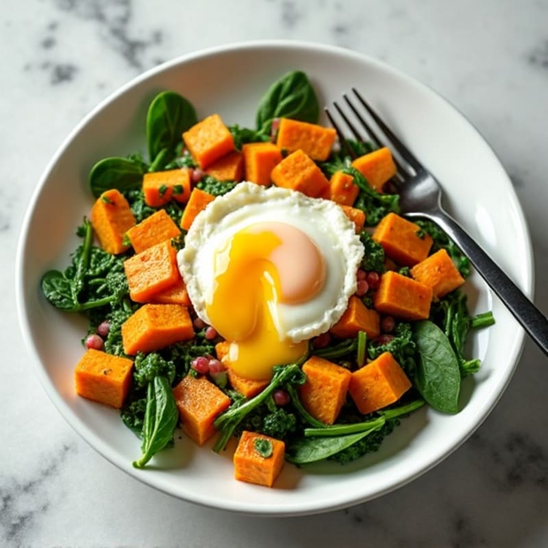 Egg White and Sweet Potato Scramble with Spinach