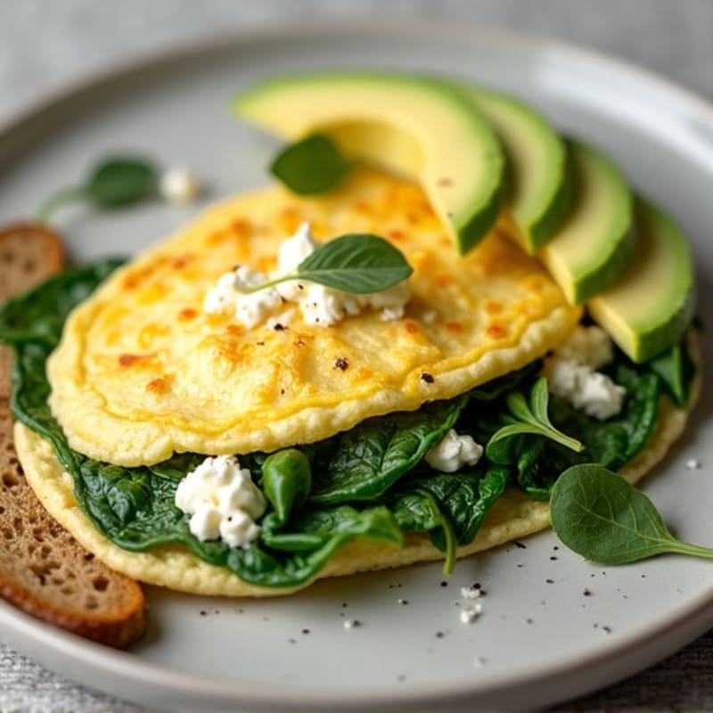 Fluffy Egg White Omelet with Spinach and Cottage Cheese