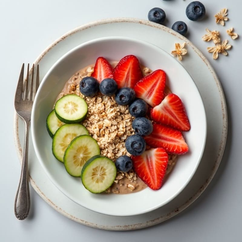 Creamy Zucchini Oatmeal with Mixed Berries and Protein Powder