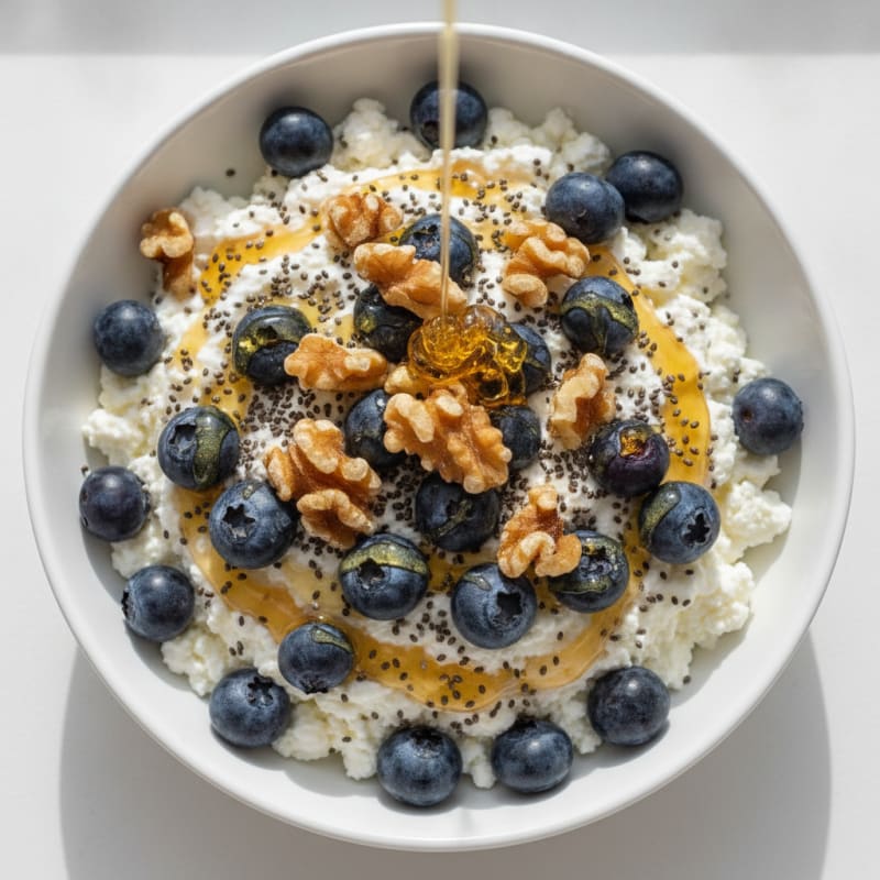 Cottage Cheese Berry Bowl with Chia Seeds