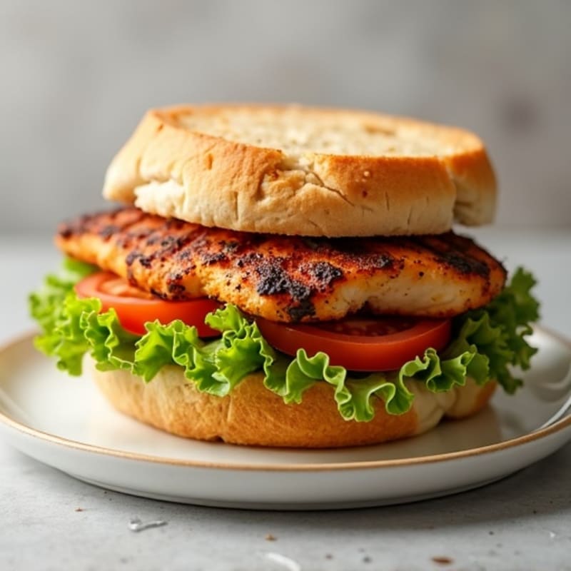 Grilled Chicken Sandwich with Crunchy Romaine and Tomato