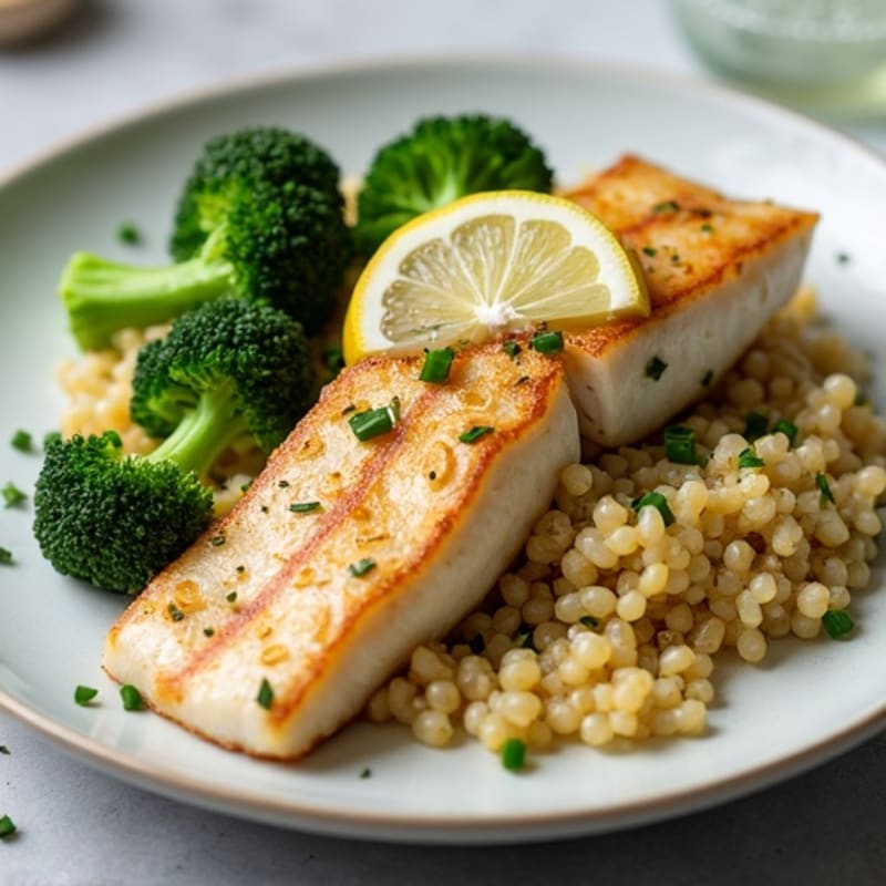 Seared Tilapia with Steamed Broccoli and Lemon