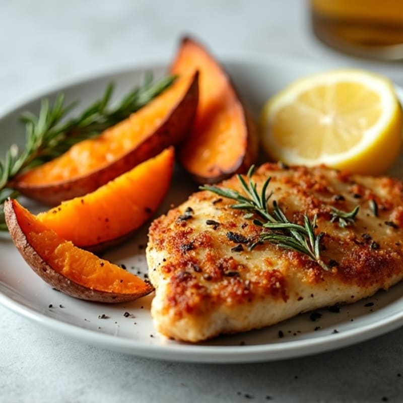 Crispy Herb-Baked Chicken with Sweet Potato Wedges
