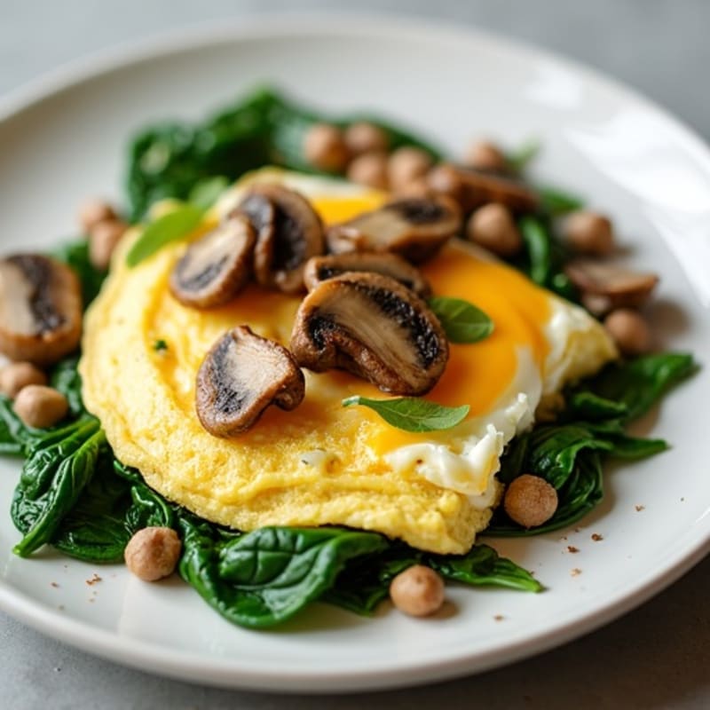 Egg White Omelet with Sautéed Mushrooms and Spinach