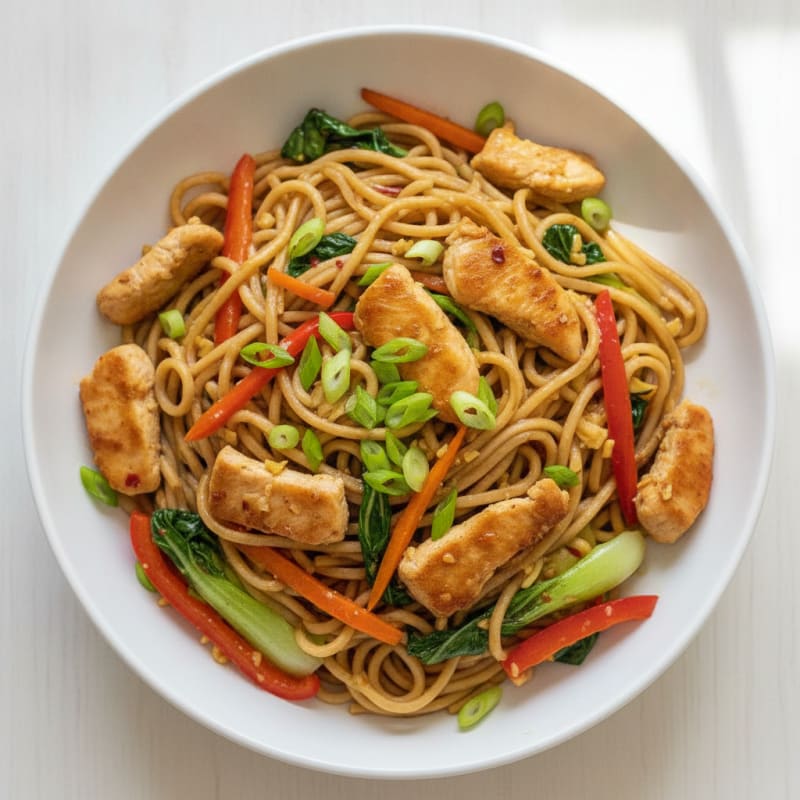 Chicken Lo Mein with Fresh Vegetables