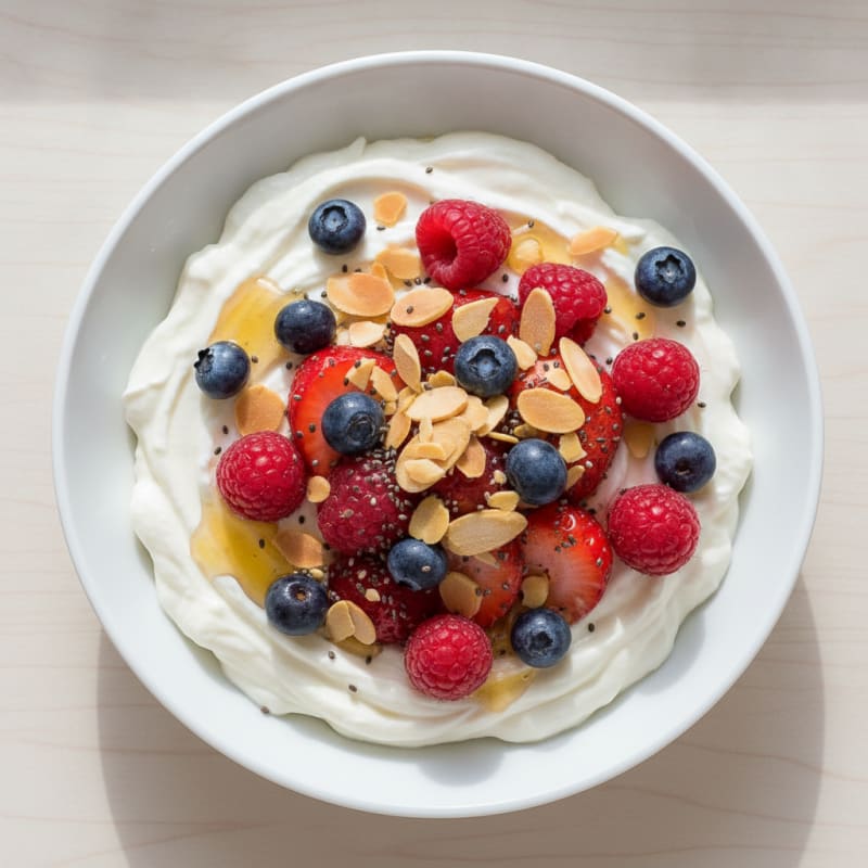 Silky Greek Yogurt Protein Pudding with Mixed Berries